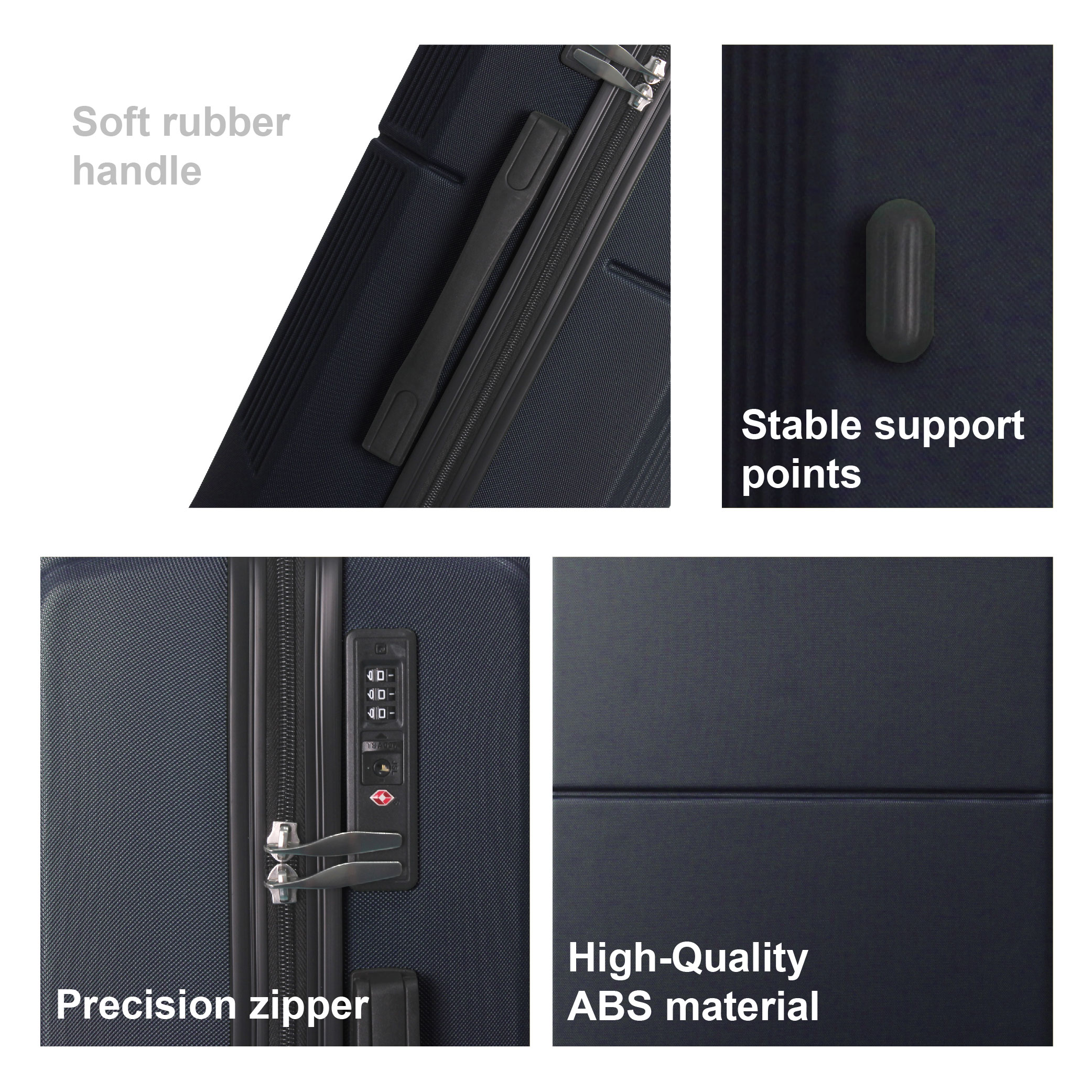 BLUE 3-Piece Premium ABS Luggage Set-20", 24", And 28" Suitcases With Multi-Position Handle, Silent Spinner Wheels, And TSA-Approved Lock-Durable, Stylish, And Spacious Travel Gear_voghion.com